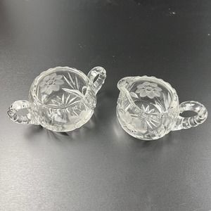 Exquisite Antique ABP Cut Glass Cream Sugar Set American Brilliant Period HEAVY
